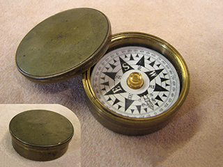 Small Victorian brass cased pocket compass circa 1870